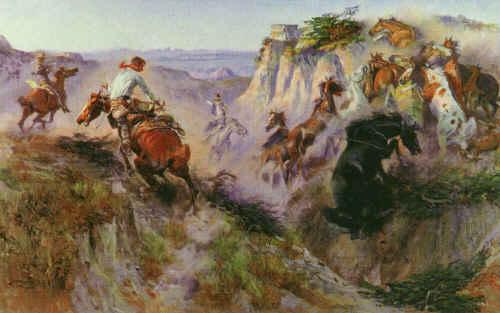 Charles M Russell The Wild Horse Hunters France oil painting art